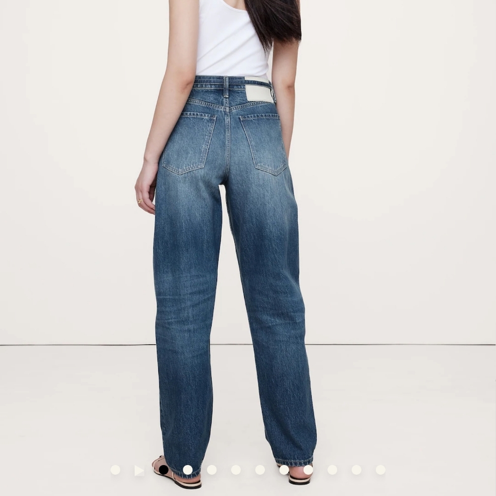 Banana Republic Barrel Jeans High-Rise Rigid Bow 100% Cotton Blue Size 27 - Picture 3 of 14
